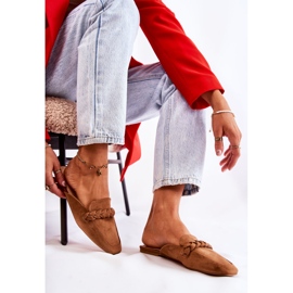 FB1 Ženske papuče antilop bež Olena smeđa 2