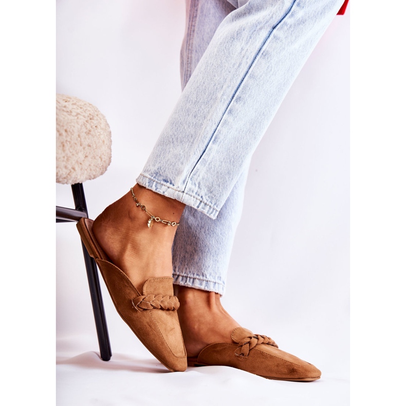 FB1 Ženske papuče antilop bež Olena smeđa 1