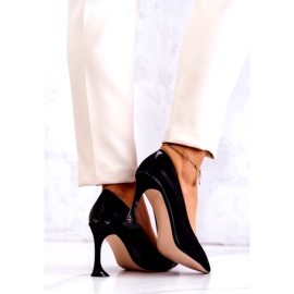 S.Barski Ženske pumpe Eco-kovrčane crne visoke potpetice bezbojan 3