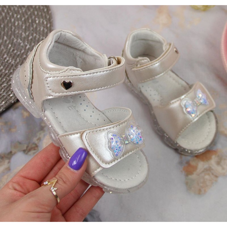 Miss❤E Sandale na čičak s mašnom Miss Jr EU650A srebrne ['srebro'] srebro 1