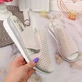 Sandale na klin T.Sokolski W SCA169 bež-srebrna 1