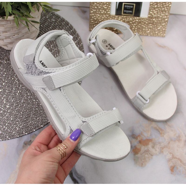 American Club W AM896B sive sandale na čičak 1