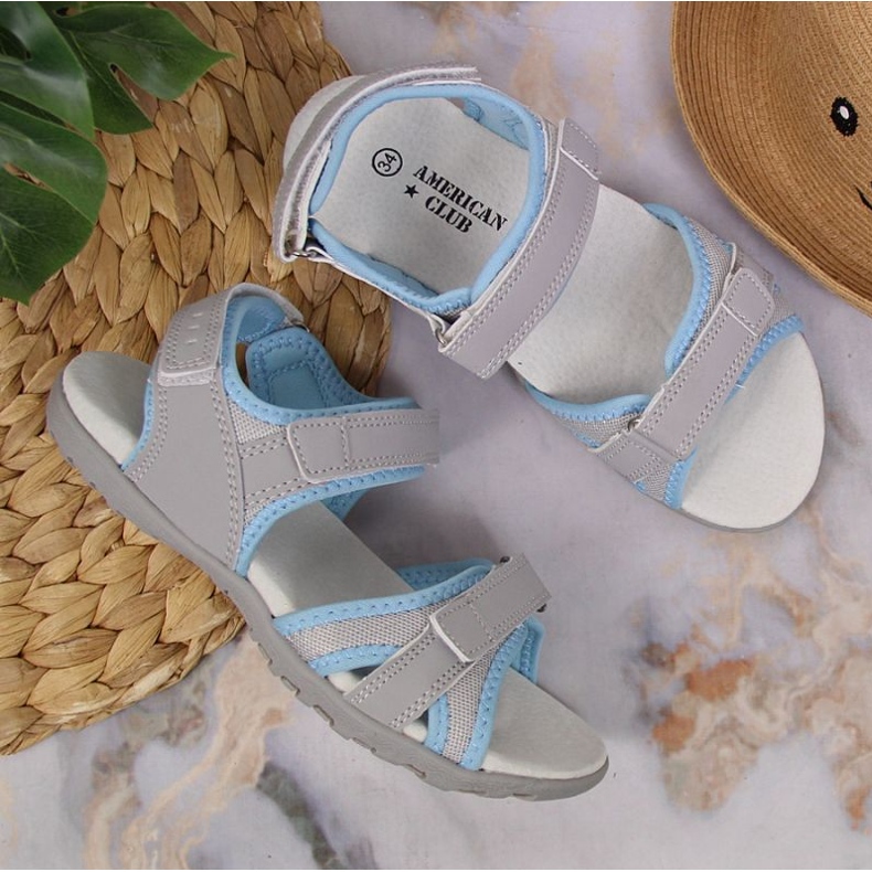 American Club Jr.AM898A sandale na čičak sive 2