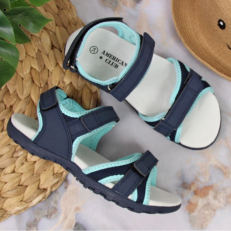 Velcro sandale American Club Jr AM898B tamnoplava-mint 2