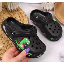 American Club Jr.AM900A crne papuče s dinosaurom crna 1