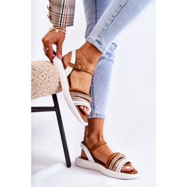 Modne kožne ženske sandale Maciejka 05561-11 Bijele bijela višebojan 2