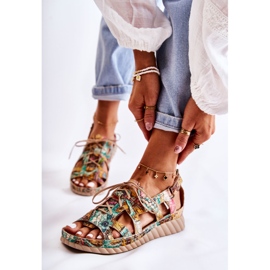 Maciejka Ženske kožne sandale s čičak trakom 05375-09 Zelene zelena 1