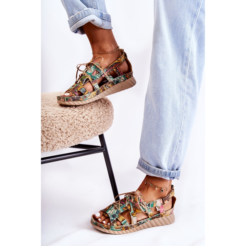 Maciejka Ženske kožne sandale s čičak trakom 05375-09 Zelene zelena 2