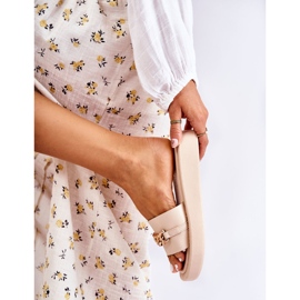 S.Barski Modne bež Megosa papuče s lančićem 1