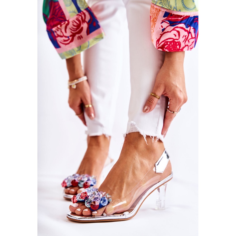 S.Barski Elegantne pumpice sa srebrnim ornamentom Amalia bezbojan srebro 1