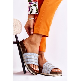 S.Barski Ženske klasične papuče s lančićem plave Maddy plava 1