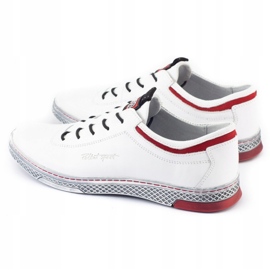 Polbut Muške kožne ležerne cipele K23 bijele s crvenom bojom bijela crvena 1