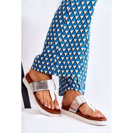 Ženske sandale na platformi bijele i srebrne Morissa bijela srebro 1