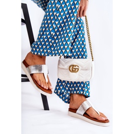 Ženske sandale na platformi bijele i srebrne Morissa bijela srebro 2