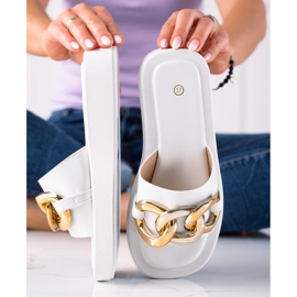 SHELOVET Moderne papuče s lancem bijela 1