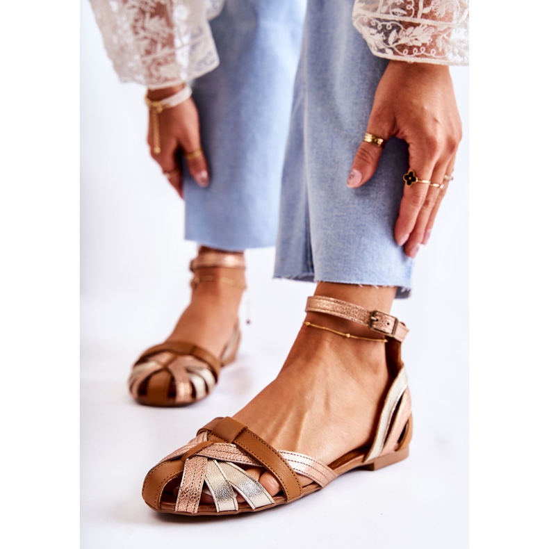 Kožne ženske sandale Maciejka 01924-32 Zlatno-smeđe smeđa 2