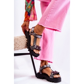 Kožne sandale s čičak trakom Maciejka L5009-41 tamno srebrna srebro 1