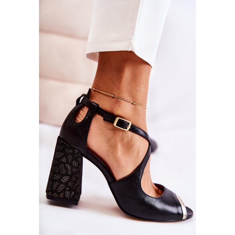 Modne kožne sandale na šanku Maciejka 05513-01 crne crna 2