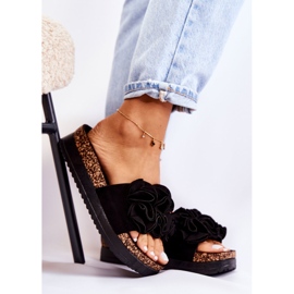 PS1 Ženske antilop papuče s crnim nemis ukrasom crno 1