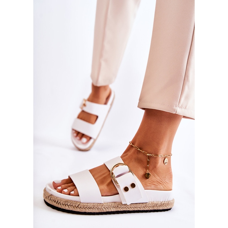 FB1 Modne ženske bijele Penelope papuče bijela 2