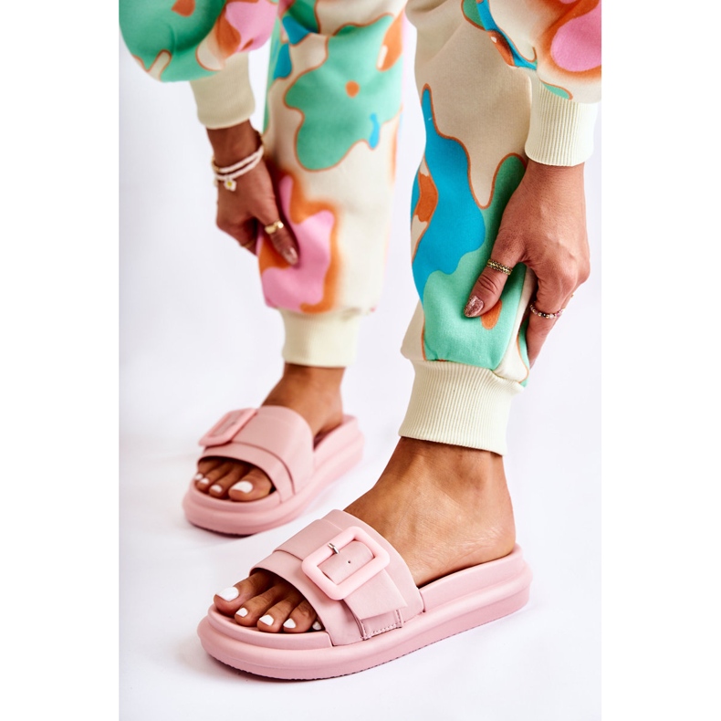 Ženske papuče s kopčom Roza Devia ružičasta 2