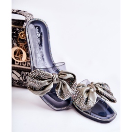 Ženske gumene papuče s mašnicom crno-siva Meriden 1