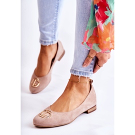 Ženske balerinke od antilopa s ukrasom Nicole 2746 bež 1