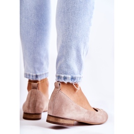 Ženske balerinke od antilopa s ukrasom Nicole 2746 bež 2