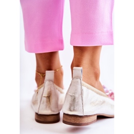 Ženske kožne balerinke s kristalima Nicole 2749 bijela 2