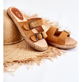 PG1 Klasične ženske papuče od antilopa Camel Casilda smeđa 1