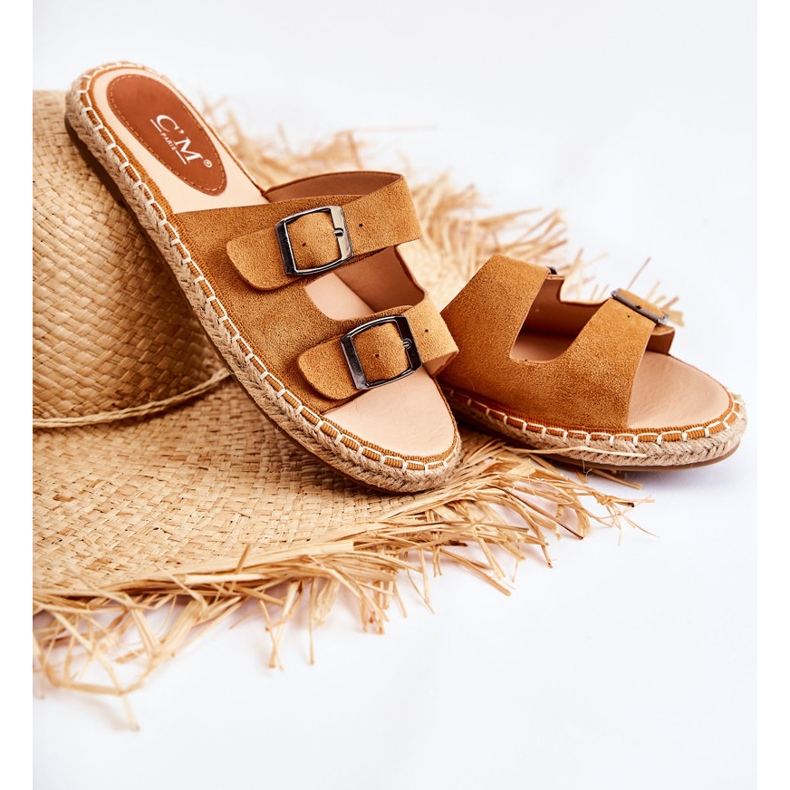 PG1 Klasične ženske papuče od antilopa Camel Casilda smeđa 1