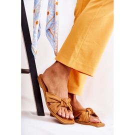 PG1 Modne ženske papuče od antilopa Camel Lorrie smeđa žuta boja 1