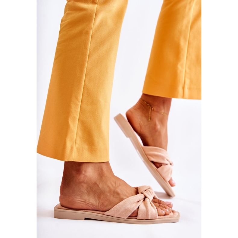 PG1 Modne ženske papuče od antilop golišava Lorrie bež ružičasta 2