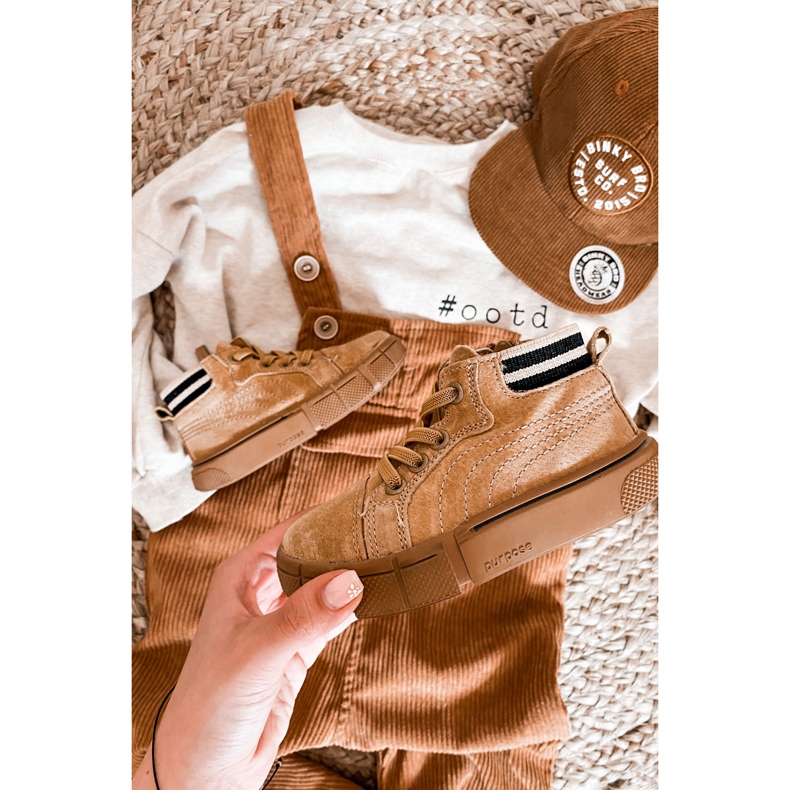 PA1 Dječje visoke tenisice s patentnim zatvaračem Camel Boone žuta boja deva 1