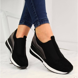 Ženske tenisice na klin crne i srebrne Vinceza crna srebro 1