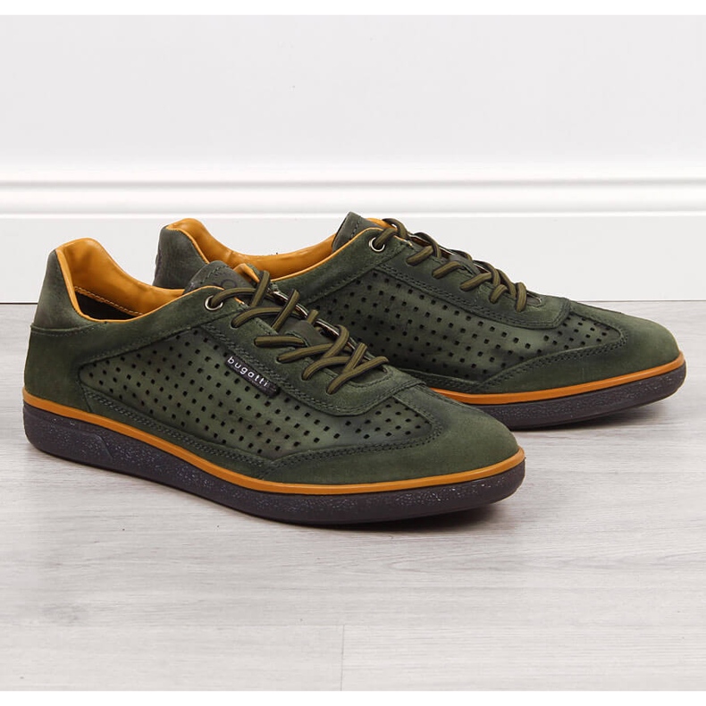 Zelene muške ažurne kožne cipele Bugatti JJ153022 zelena 1