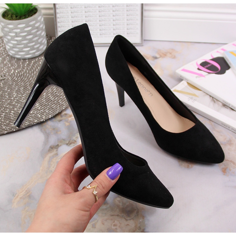 Cipele stiletto antilop crne Sergio Leone crno 1