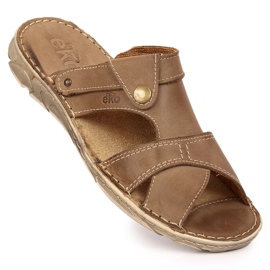 Smeđe kožne muške EKO papuče bež smeđa 1