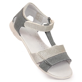 Sandale za djevojčice na čičak srebrni Kornecki 6323 srebro siva 1