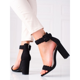 SHELOVET Sandale od antilopa na šanku crno 2