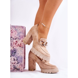 Lewski Shoes Modne pumpice na platformi i baru Lewski cipele 3197 bež 1