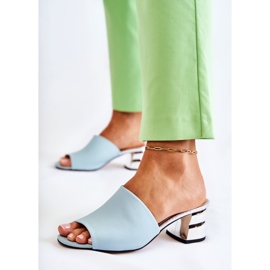 PA2 Kožne ženske papuče na petu Blue Perry plava 2