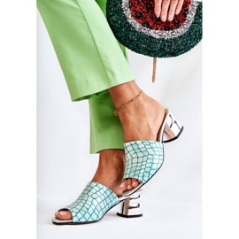 Kožne ženske papuče krokodil na petu svijetlozelene Perry zelena 2