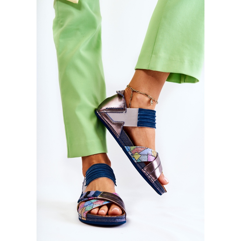 Kožne sandale s rebrom Maciejka 03375 Plave plava 2