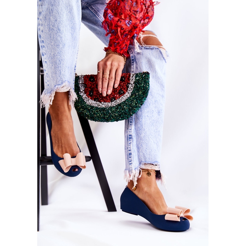 PH1 Ženske gumene balerinke s mašnicom Mornarskoplava cvjetnica tamnoplava 2