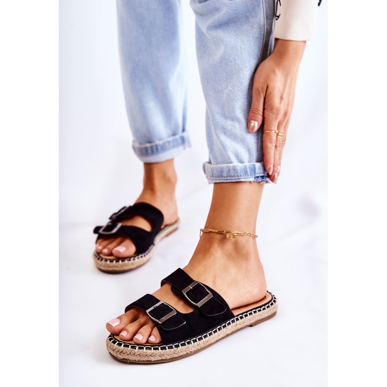 PG1 Klasične ženske papuče od antilopa Black Casilda crna 1