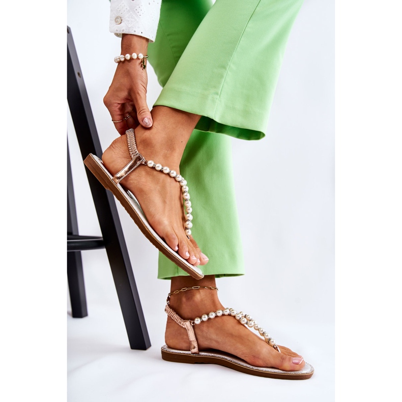 PG1 Modne sandale japanke s biserima od ružičastog zlata Isalia ružičasta zlatna 1