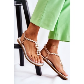 PG1 Modne sandale japanke s biserima od ružičastog zlata Isalia ružičasta zlatna 2