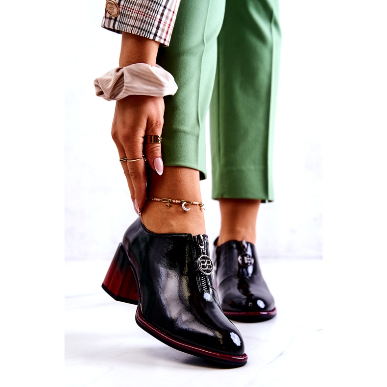 S.Barski Lakirane moderne cipele na crno-crvenoj Lorena kocki crvena 1