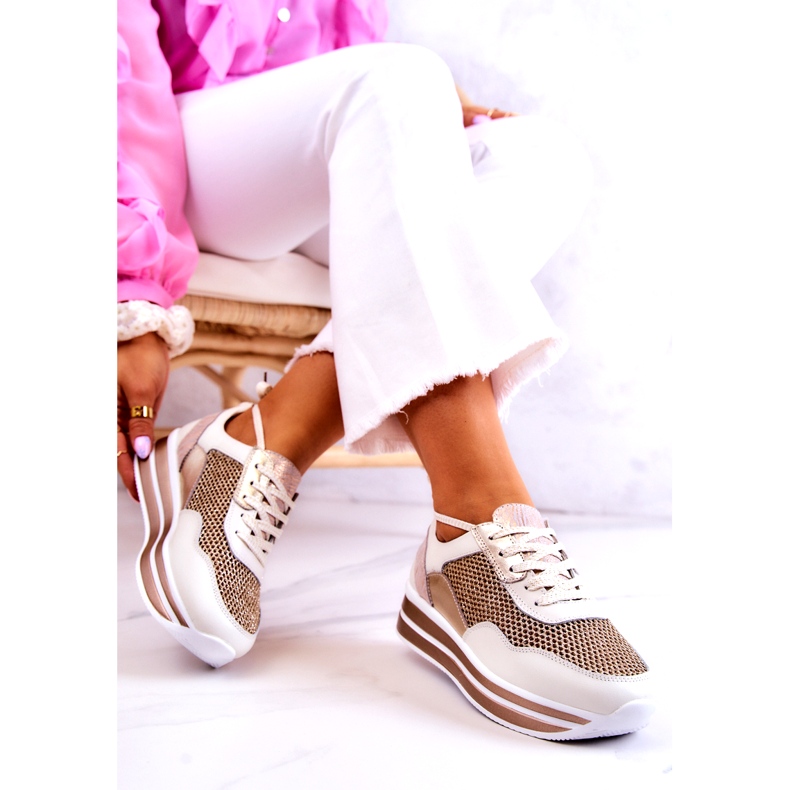 S.Barski Ženske sportske cipele Tenisice bijele i zlatne Bourne bijela zlatna 2